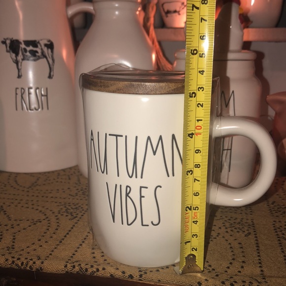 Rae Dunn AUTUMN VIBES Mug with Wood Lid (White) - Picture 7 of 7